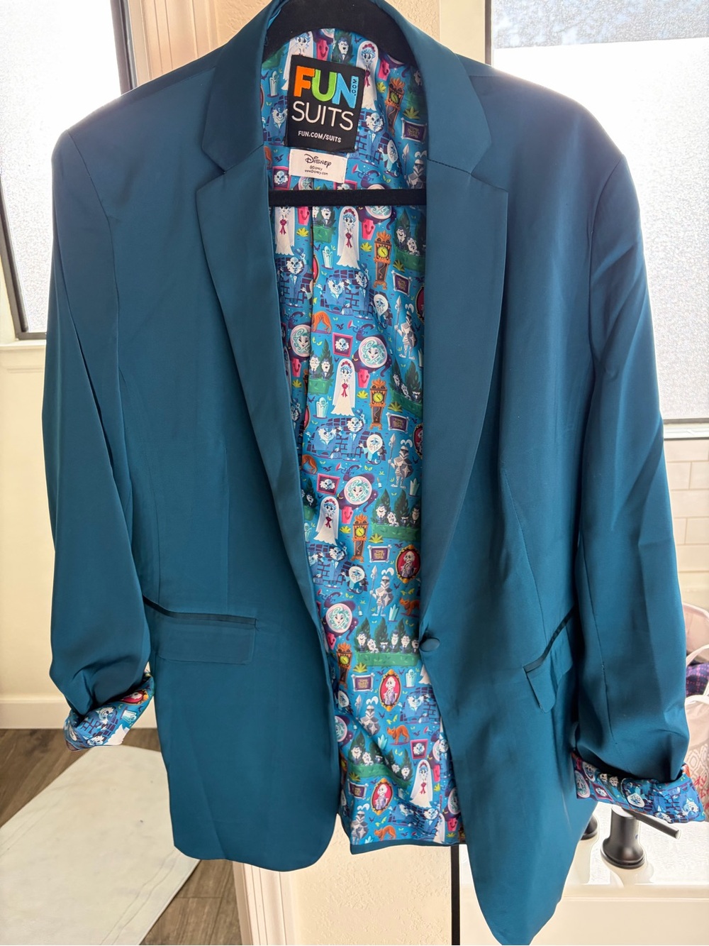 Teal Women's Blazer with Disney Haunted Mansion-Print Lining